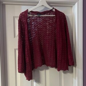 torrid Open-Knit Burgundy Cardigan Sweater